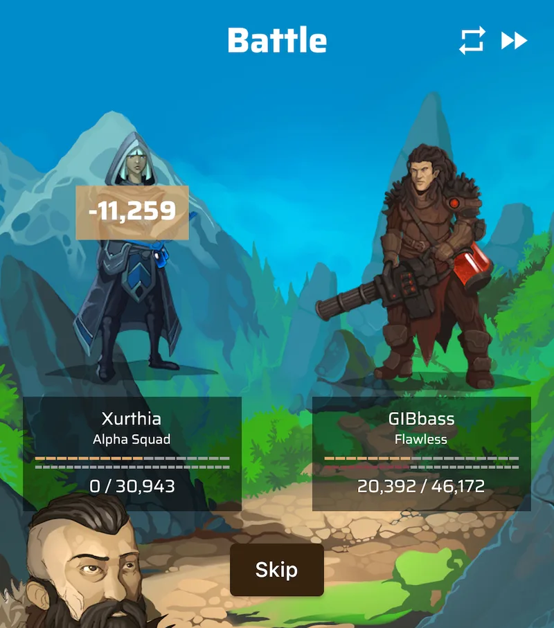 A player-versus-player battle in Lost Vault
